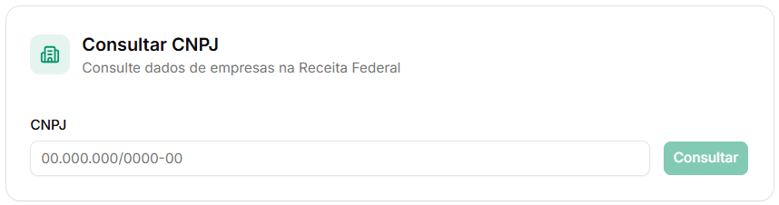 Tela de consulta de CNPJ